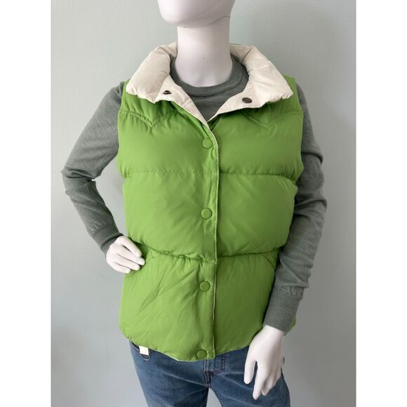 American Eagle Puffer Vest Reversible White Green Quilted Down Outerwear size - Picture 5 of 12